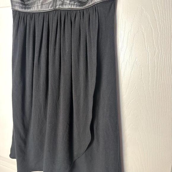 Women's Sky Witchy Goth Black Vegan Leather Corset Halter Empire Mini Dress M - Picture 6 of 7